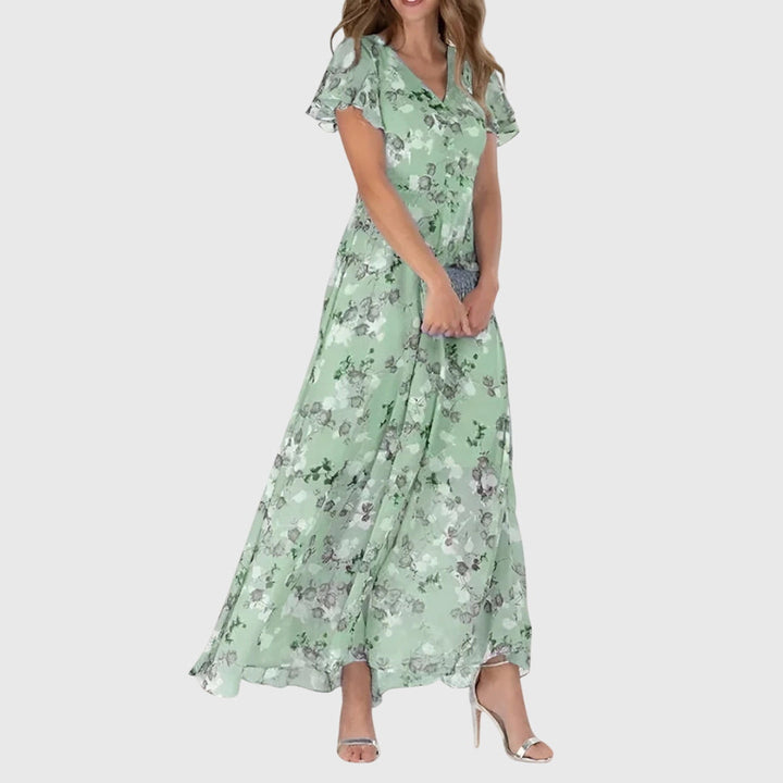 Gabriella | Elegant Floral V Neck Maxi Dress
