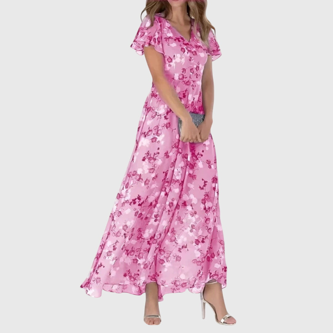 Gabriella | Elegant Floral V Neck Maxi Dress