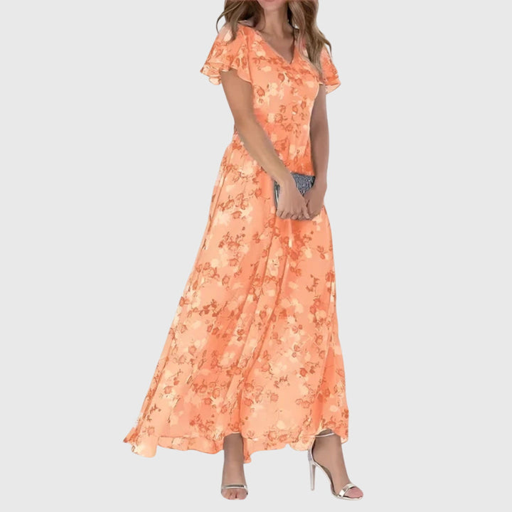 Gabriella | Elegant Floral V Neck Maxi Dress