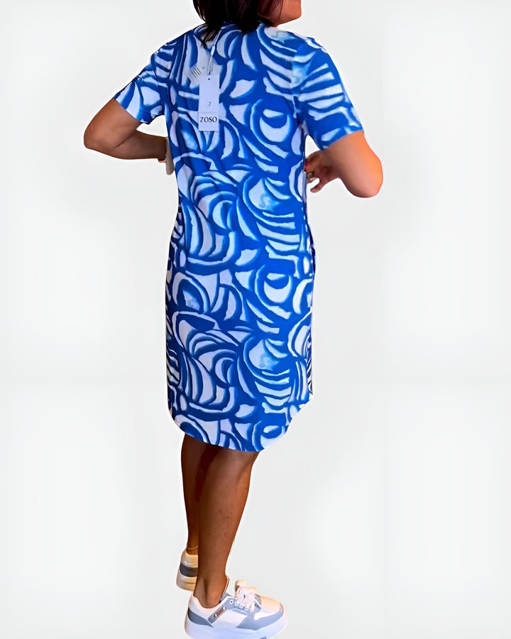 Galyndra | Printed Shirt Dress with Short Sleeves and Pockets
