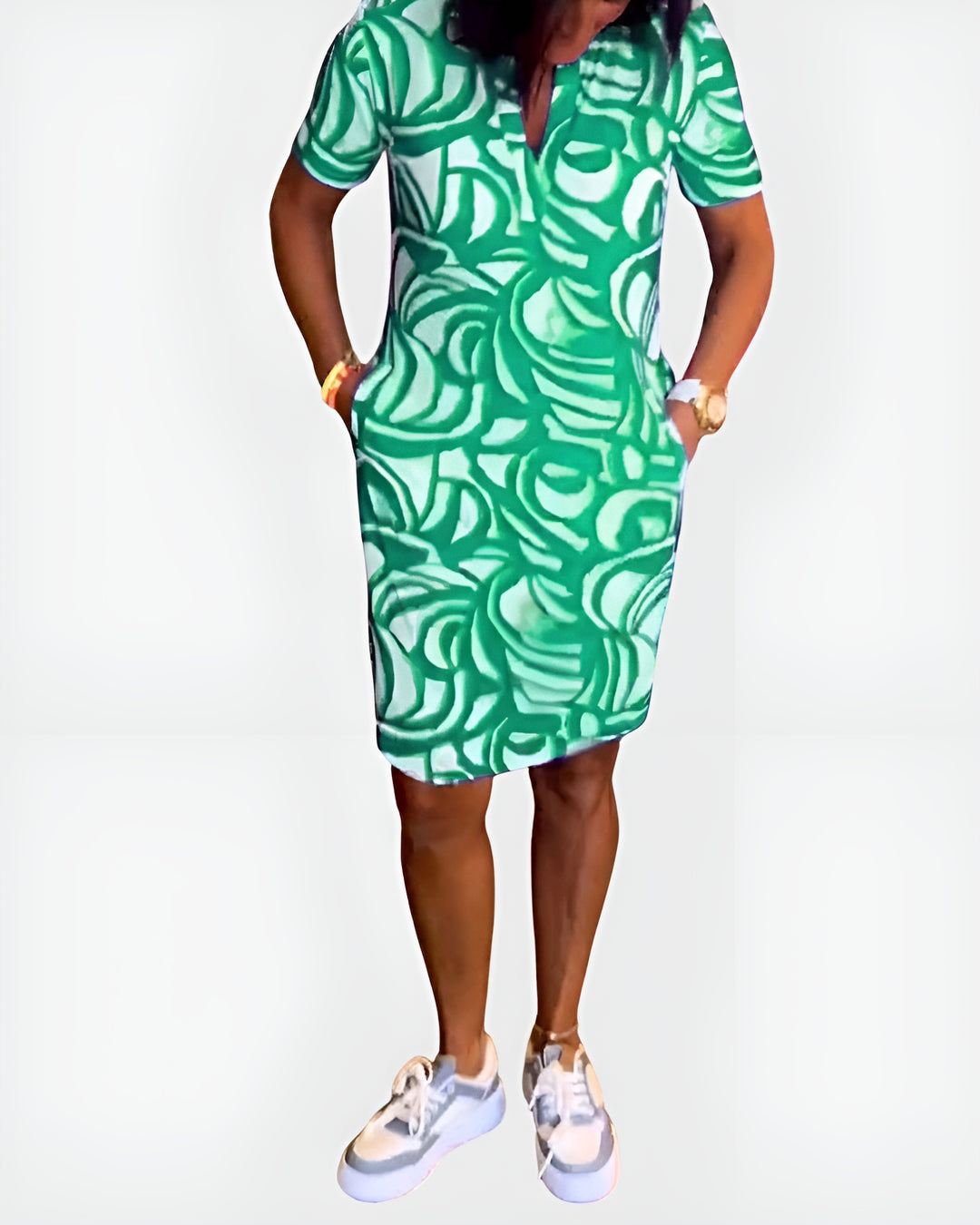 Galyndra | Printed Shirt Dress with Short Sleeves and Pockets