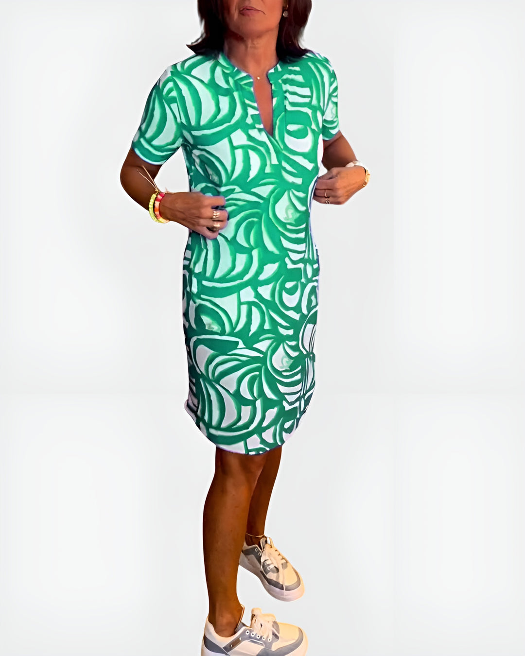 Galyndra | Printed Shirt Dress with Short Sleeves and Pockets