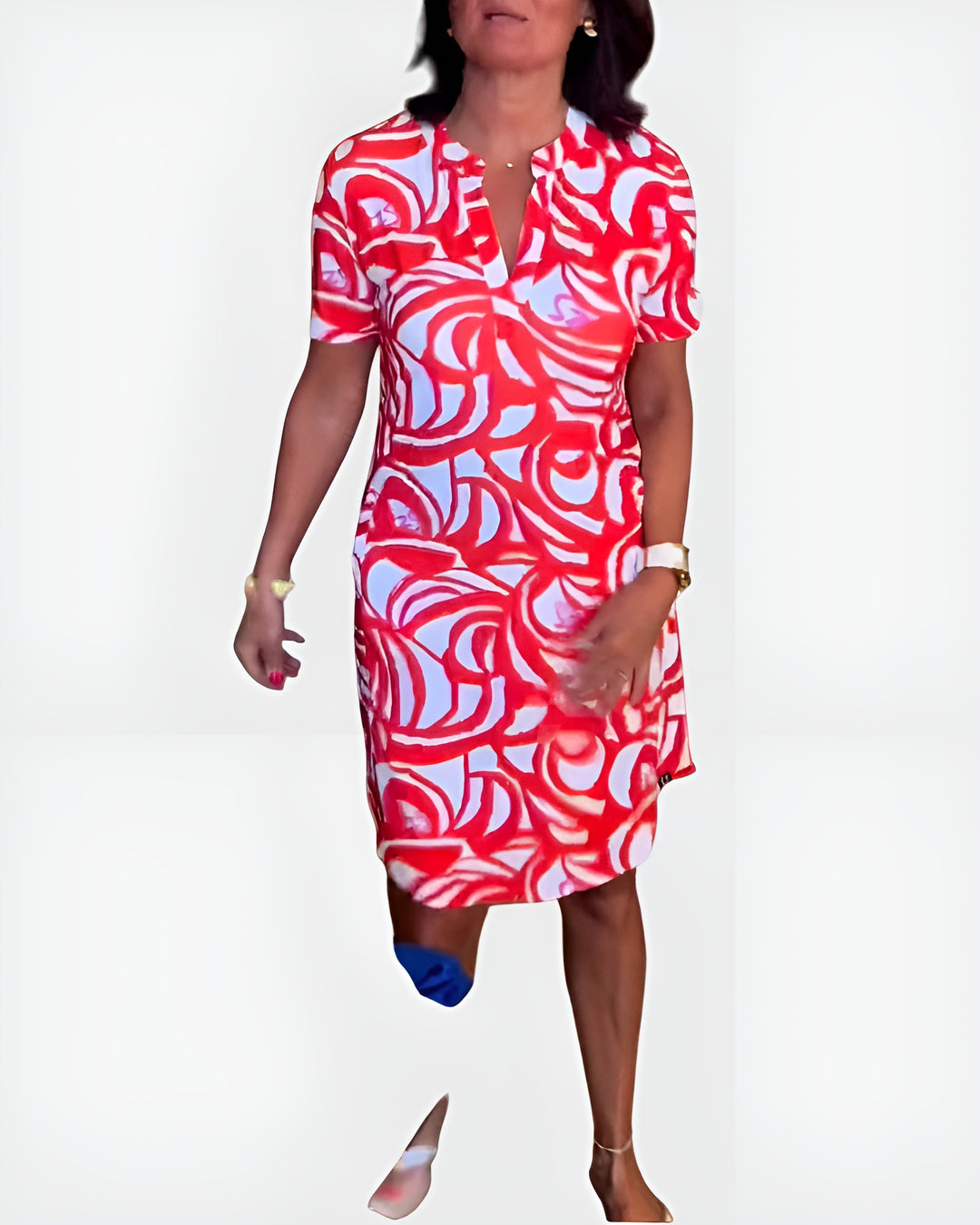 Galyndra | Printed Shirt Dress with Short Sleeves and Pockets