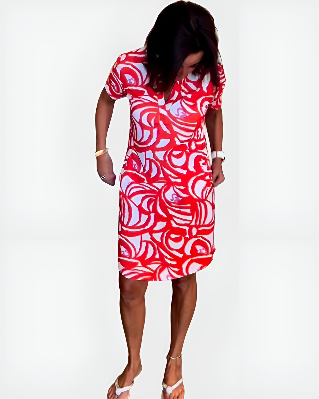 Galyndra | Printed Shirt Dress with Short Sleeves and Pockets
