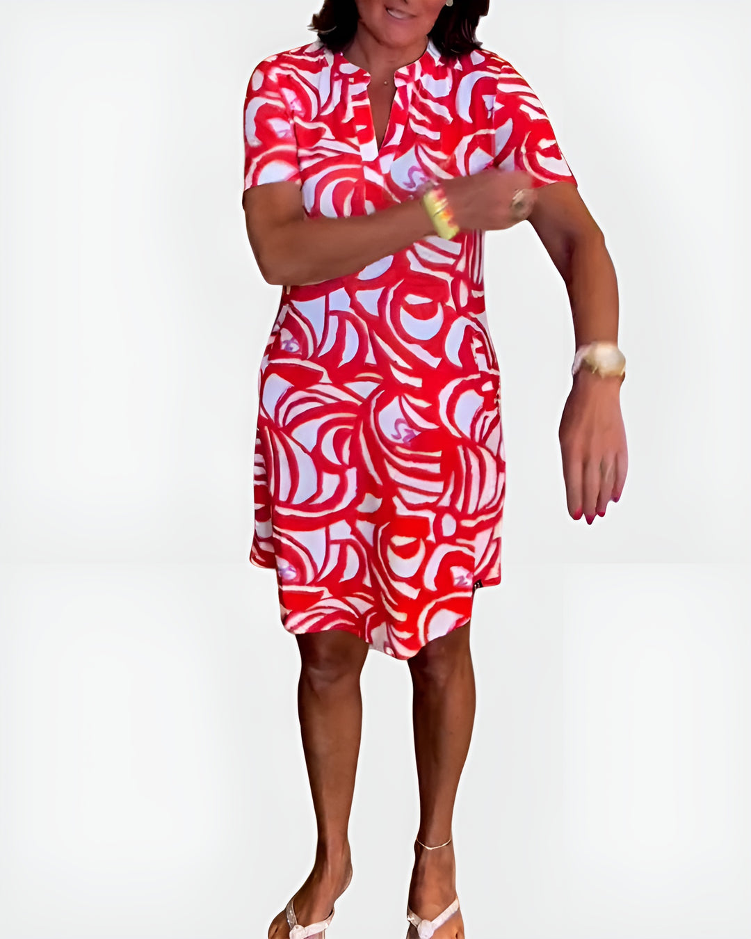 Galyndra | Printed Shirt Dress with Short Sleeves and Pockets