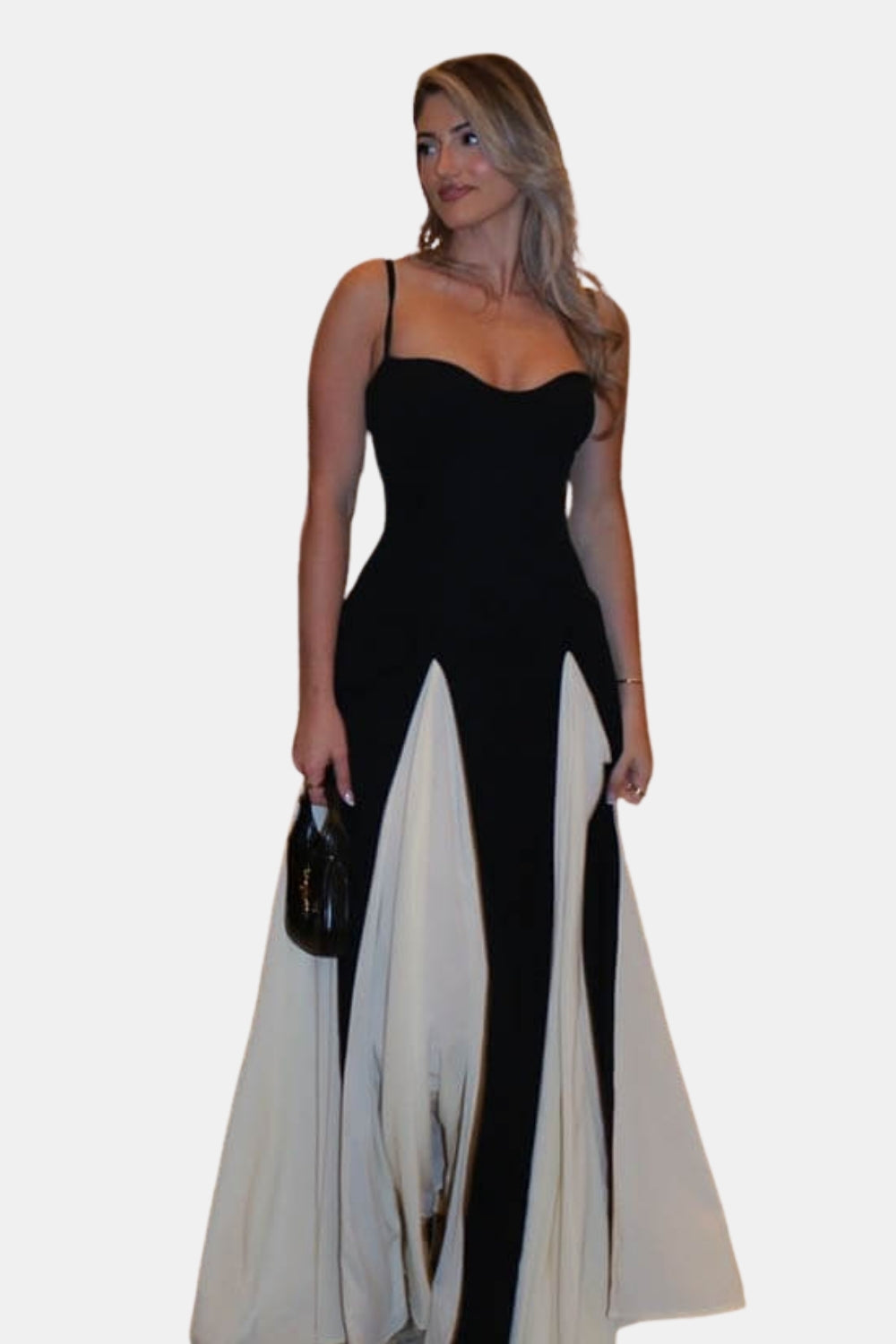 Galyvera | Elegant Contrast Maxi Dress with Sweetheart Neckline