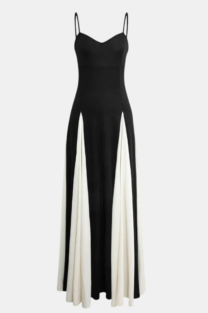 Galyvera | Elegant Contrast Maxi Dress with Sweetheart Neckline