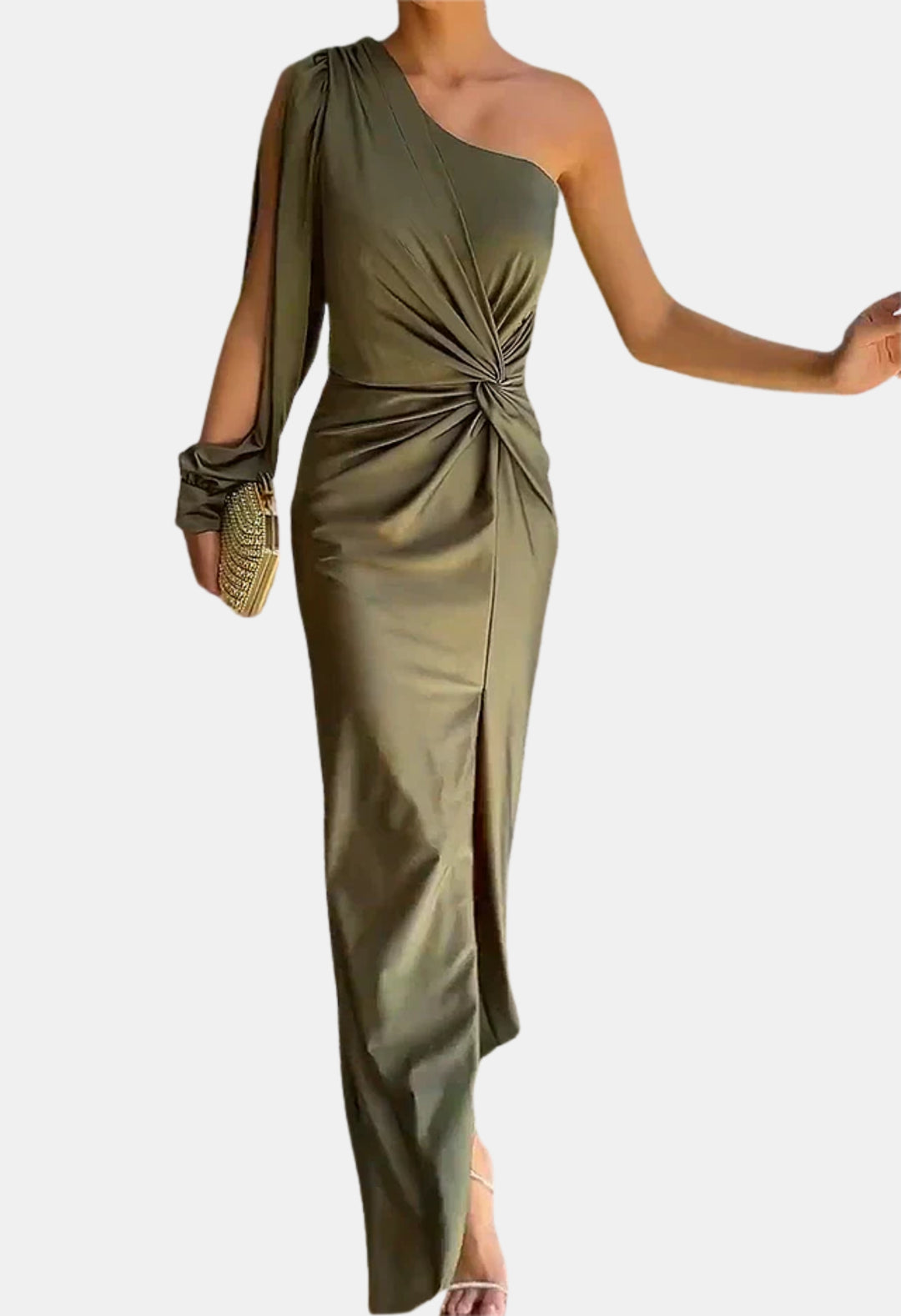 Galyvora | Wedding Guest One Shoulder Maxi Dress with Draped Waist