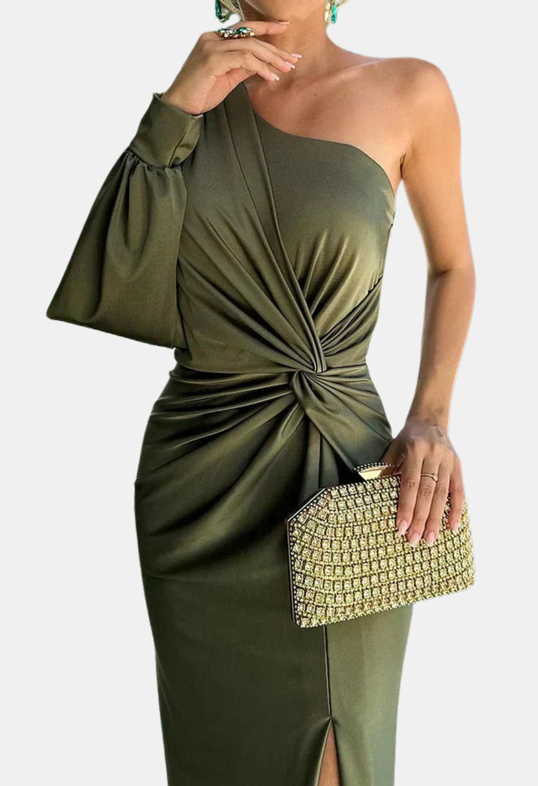 Galyvora | Wedding Guest One Shoulder Maxi Dress with Draped Waist