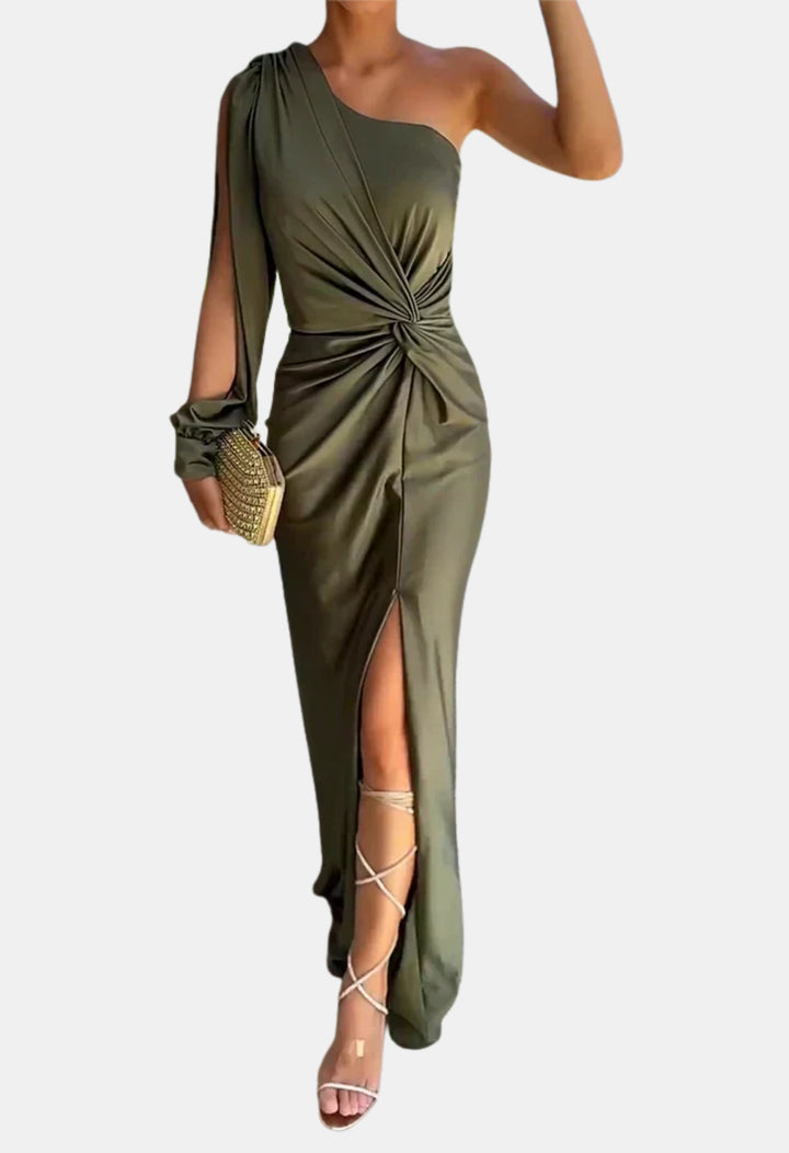 Galyvora | Wedding Guest One Shoulder Maxi Dress with Draped Waist