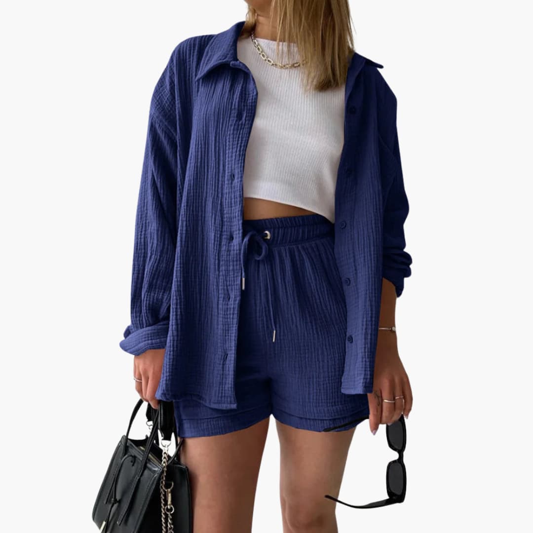 Gemma | Relaxed Loungewear Set with Button-Up Shirt