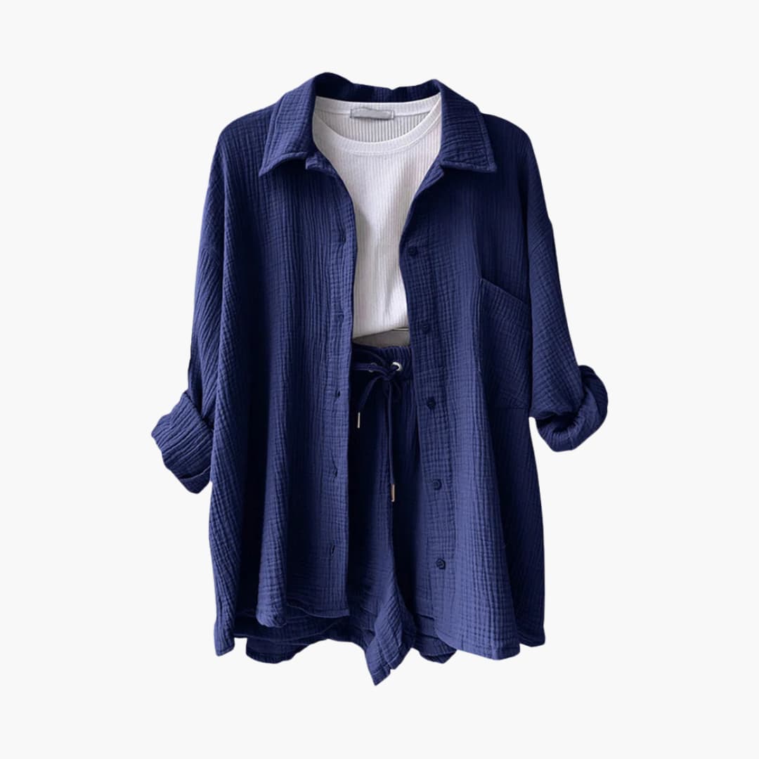 Gemma | Relaxed Loungewear Set with Button-Up Shirt
