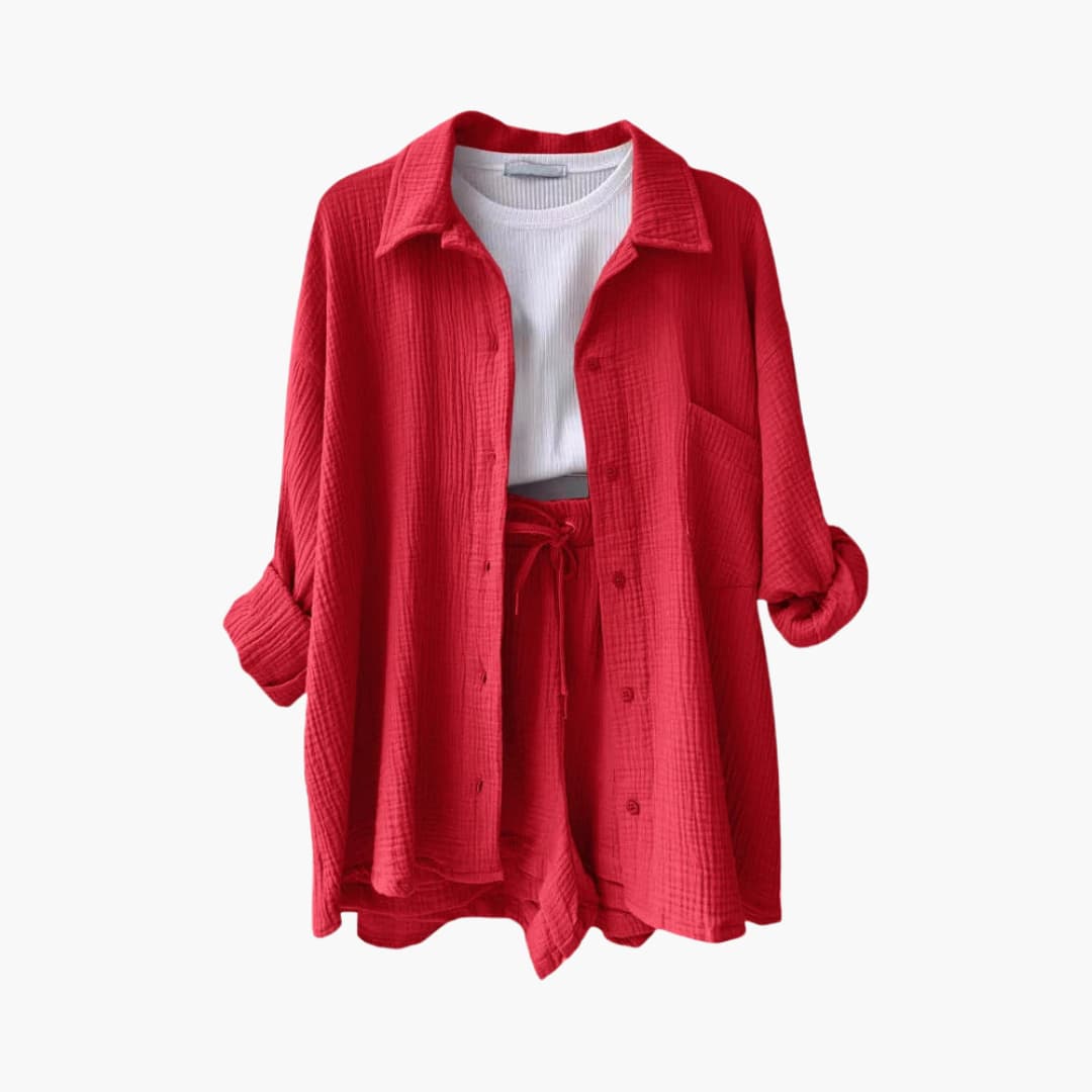 Gemma | Relaxed Loungewear Set with Button-Up Shirt