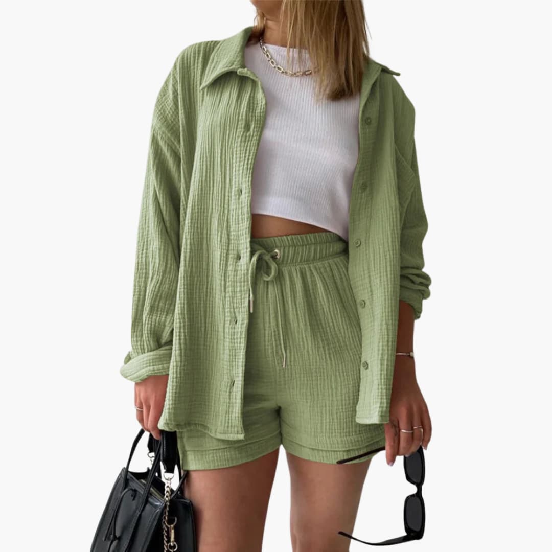 Gemma | Relaxed Loungewear Set with Button-Up Shirt