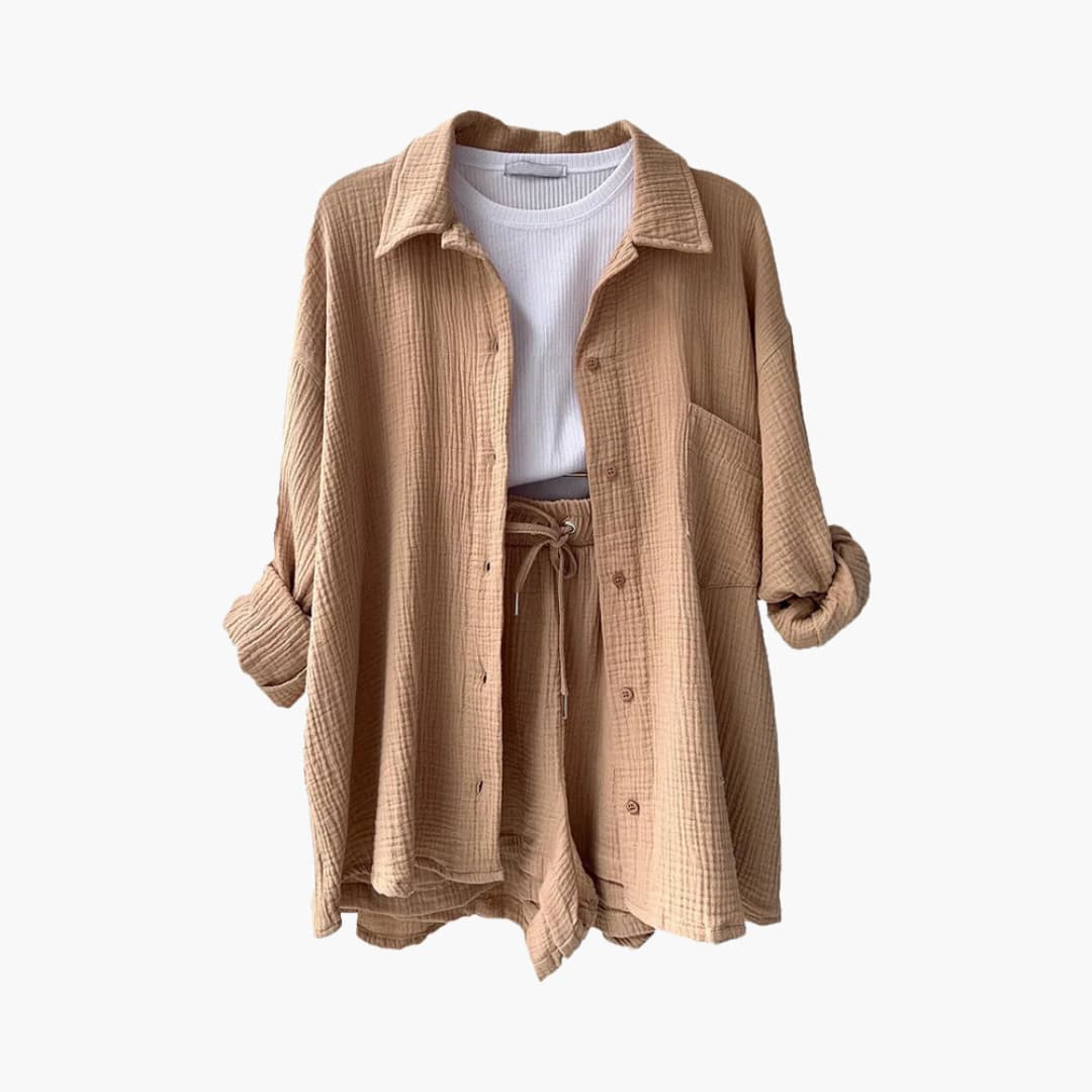 Gemma | Relaxed Loungewear Set with Button-Up Shirt