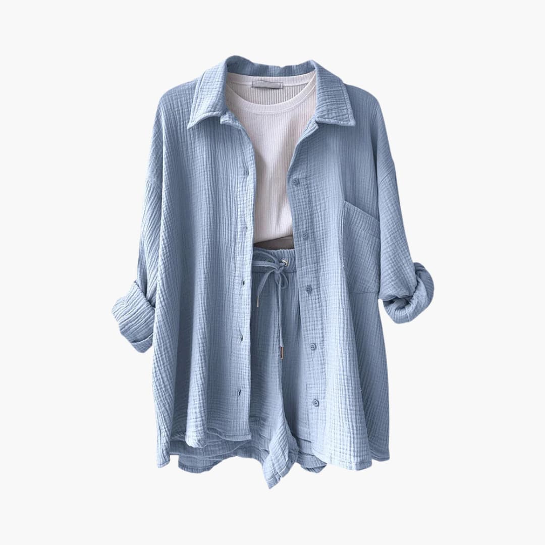 Gemma | Relaxed Loungewear Set with Button-Up Shirt