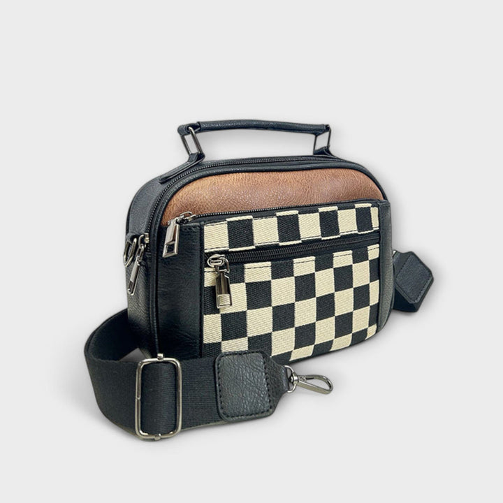 Ghalia | Checkered Crossbody Bag with Multiple Pockets