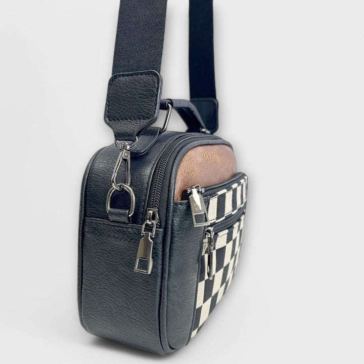 Ghalia | Checkered Crossbody Bag with Multiple Pockets