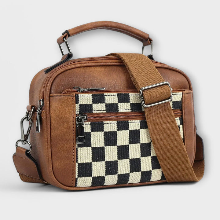 Ghalia | Checkered Crossbody Bag with Multiple Pockets