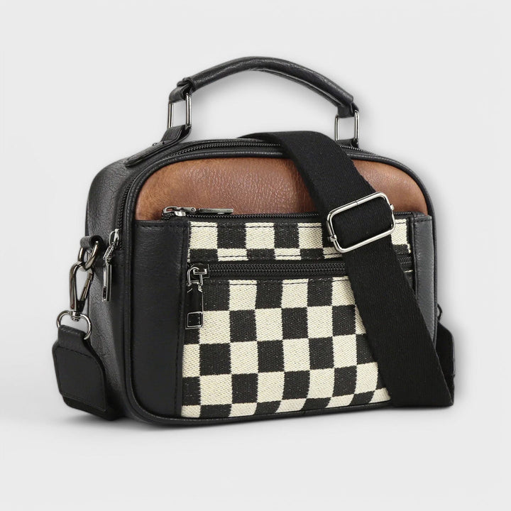 Ghalia | Checkered Crossbody Bag with Multiple Pockets