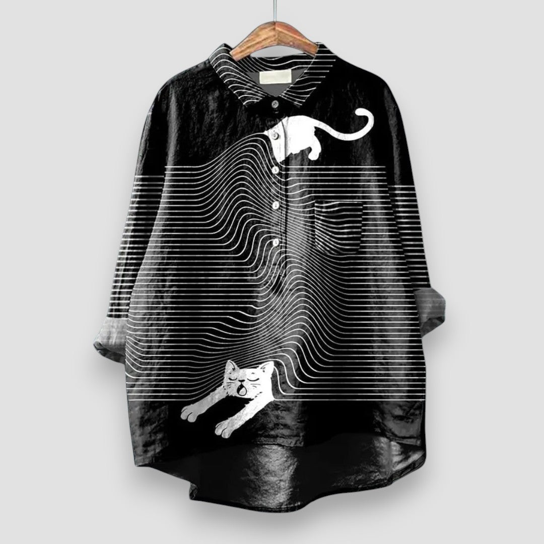 Gracelynne | Oversized Printed Button Up Shirt