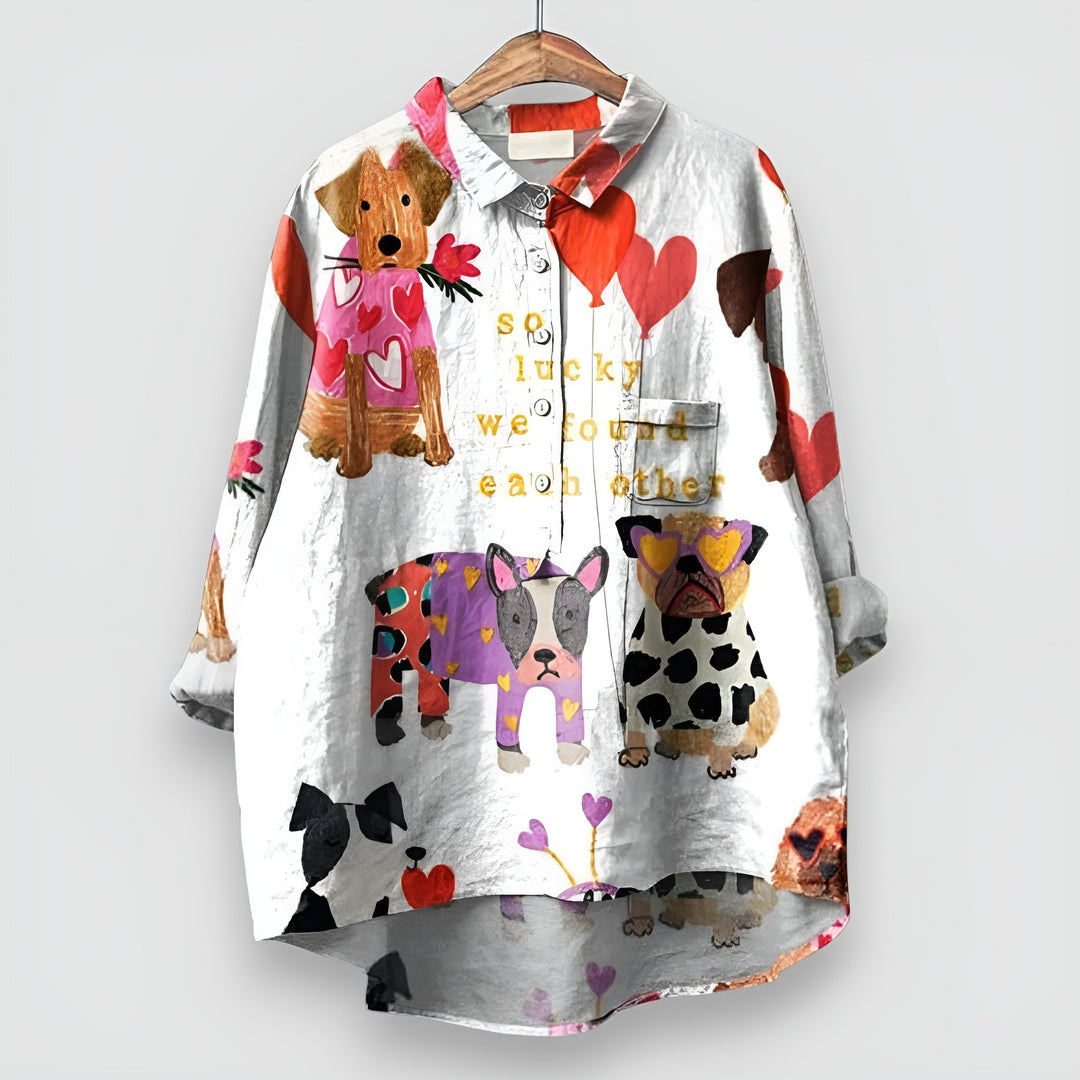 Gracelynne | Oversized Printed Button Up Shirt