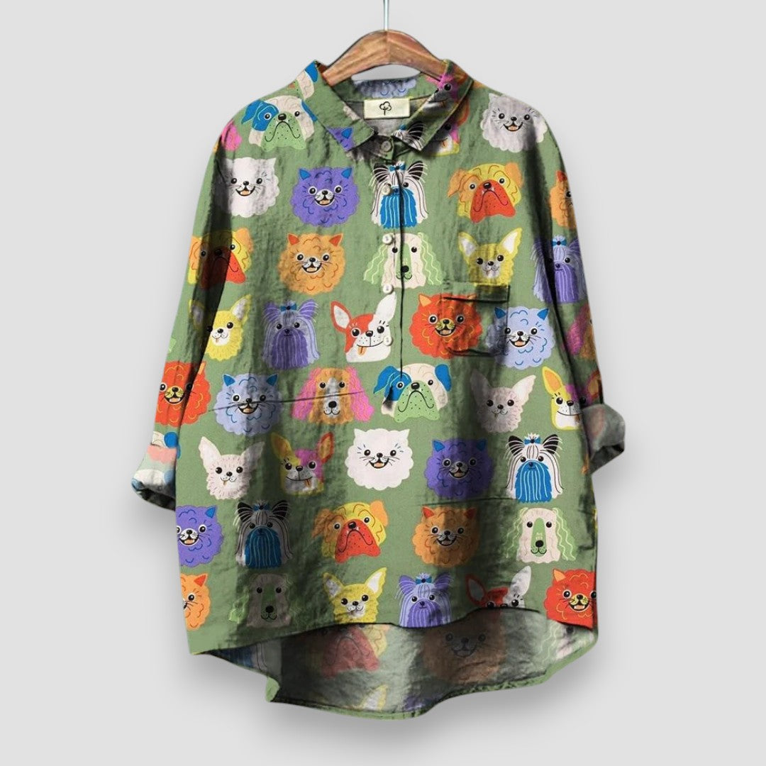 Gracelynne | Oversized Printed Button Up Shirt