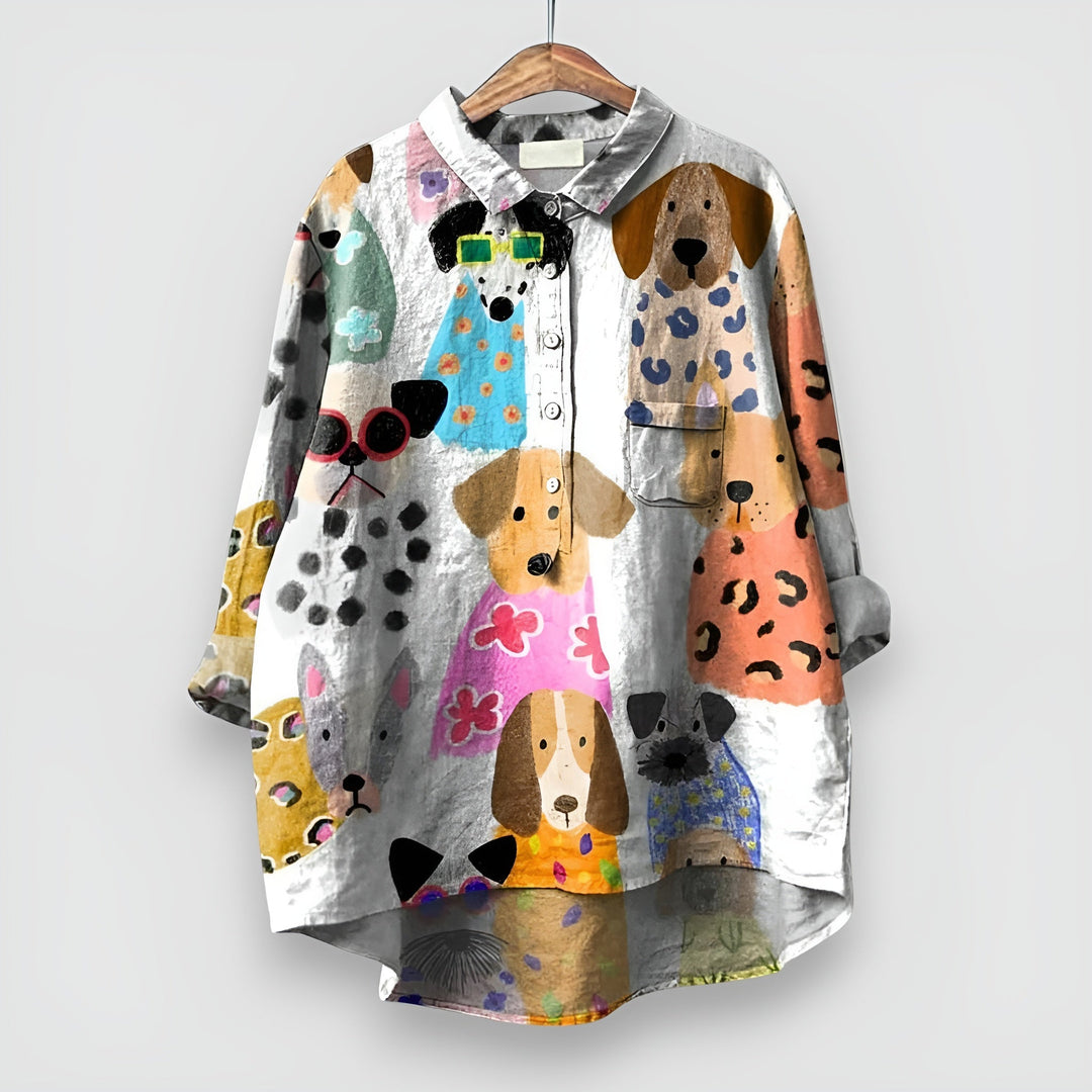 Gracelynne | Oversized Printed Button Up Shirt