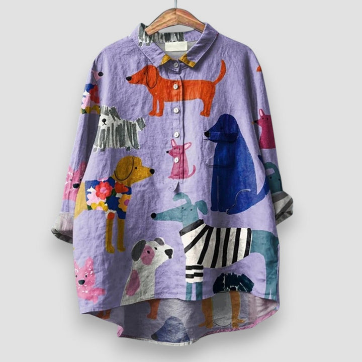 Gracelynne | Oversized Printed Button Up Shirt