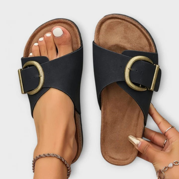 Gracie | Classic Slide Sandals with Buckle Strap