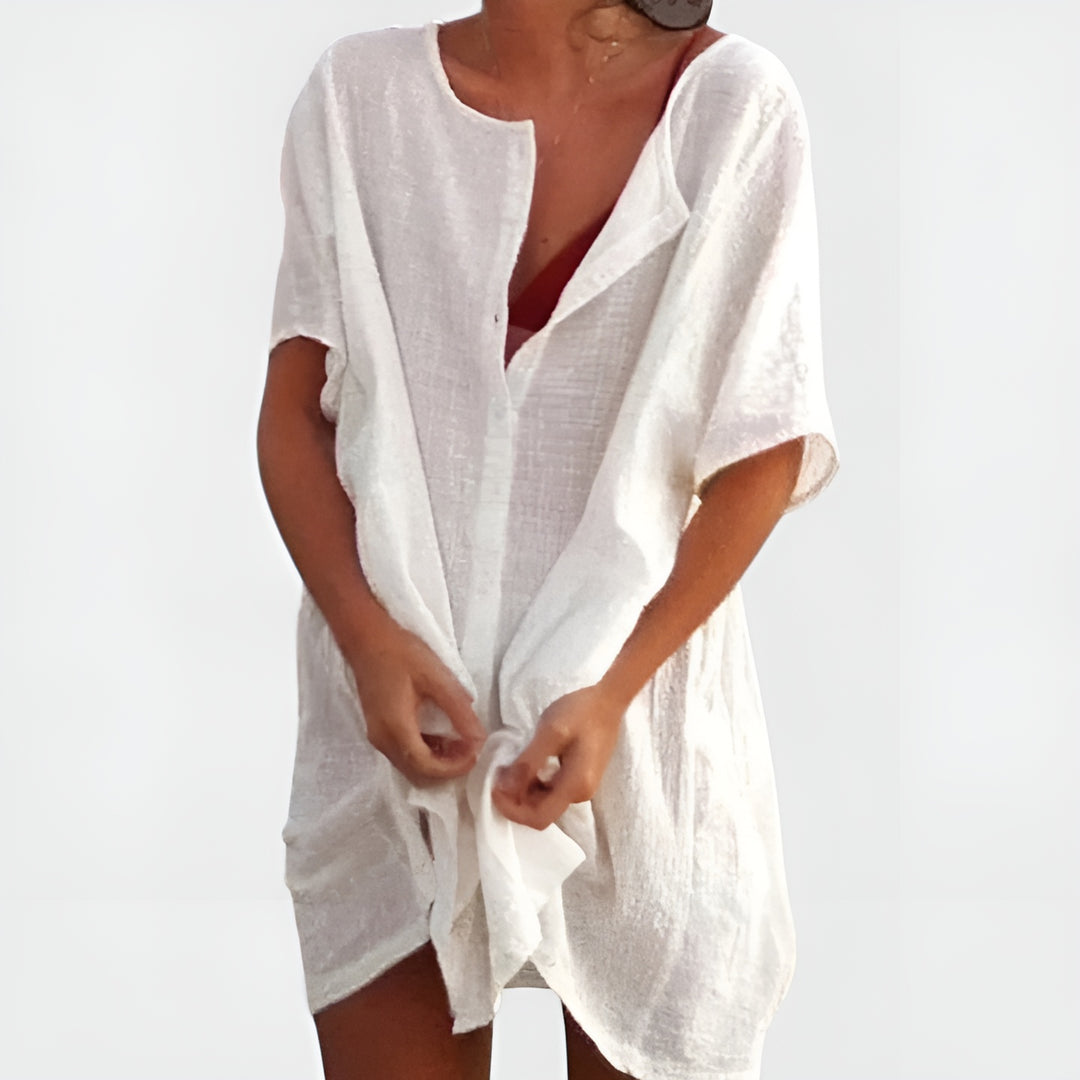 Greylin | Relaxed Tunic Dress with Button Front