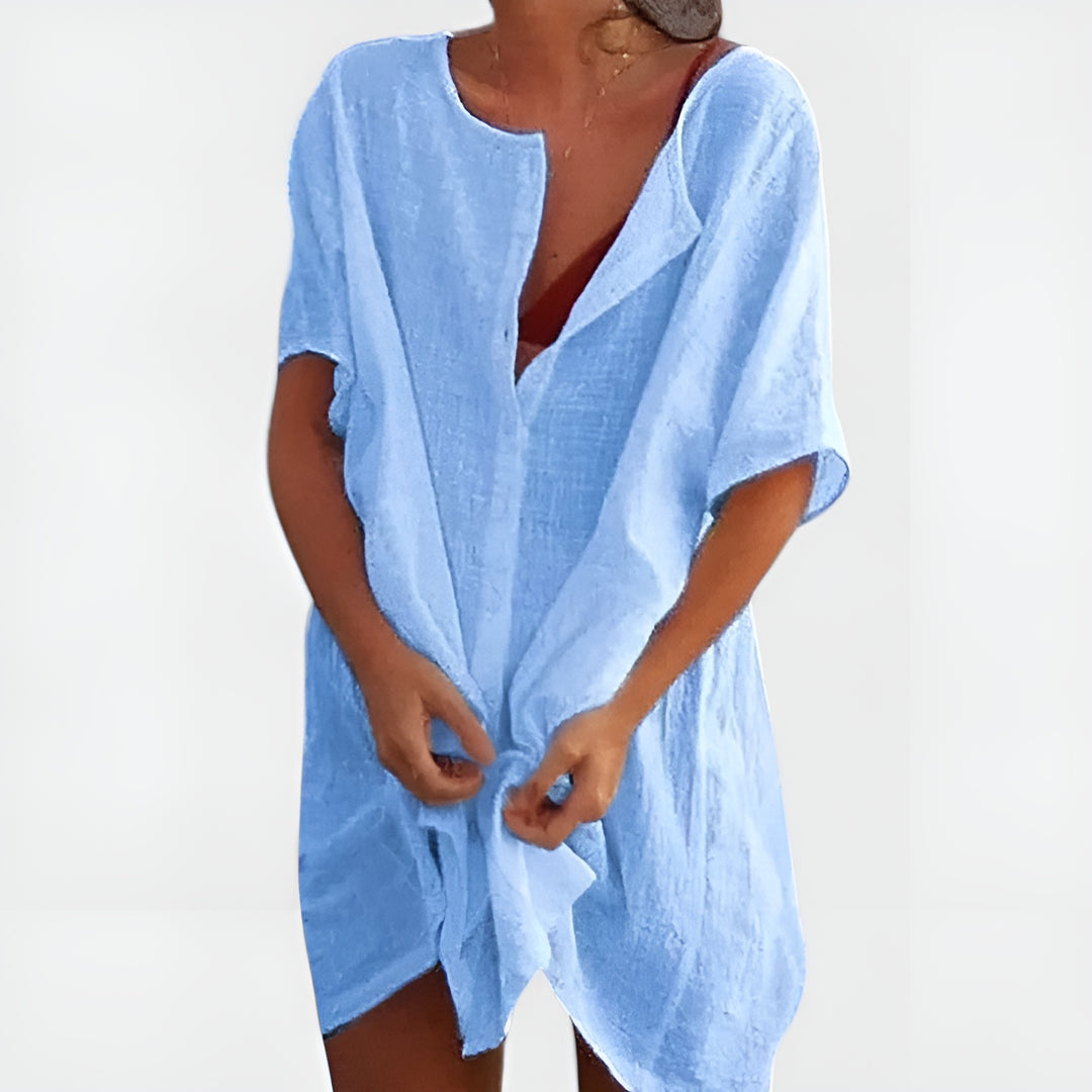 Greylin | Relaxed Tunic Dress with Button Front