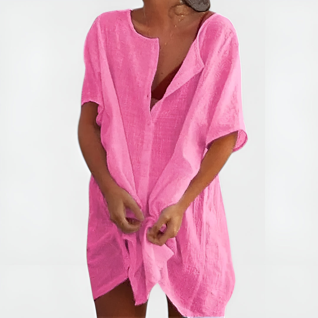 Greylin | Relaxed Tunic Dress with Button Front