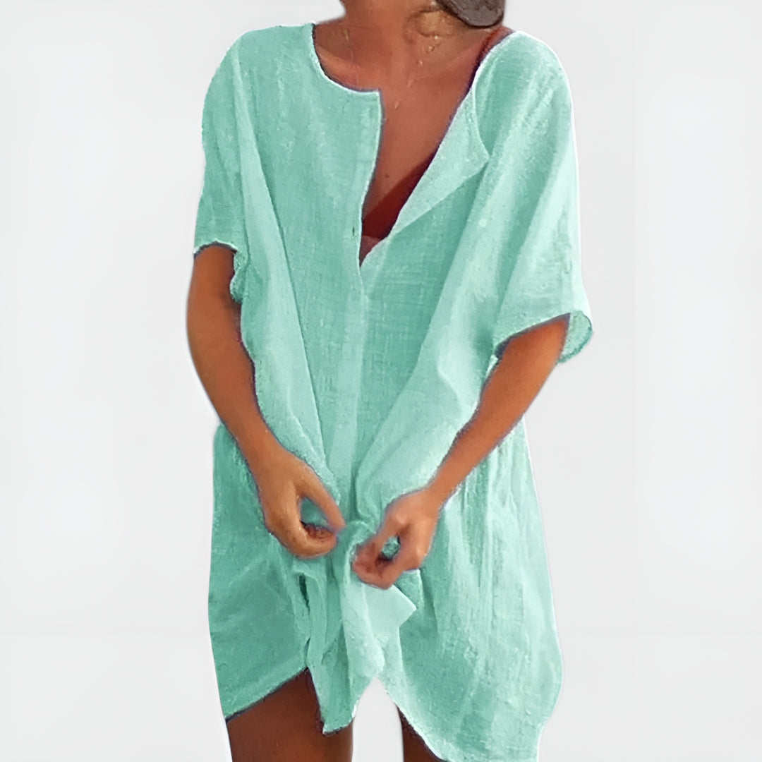 Greylin | Relaxed Tunic Dress with Button Front