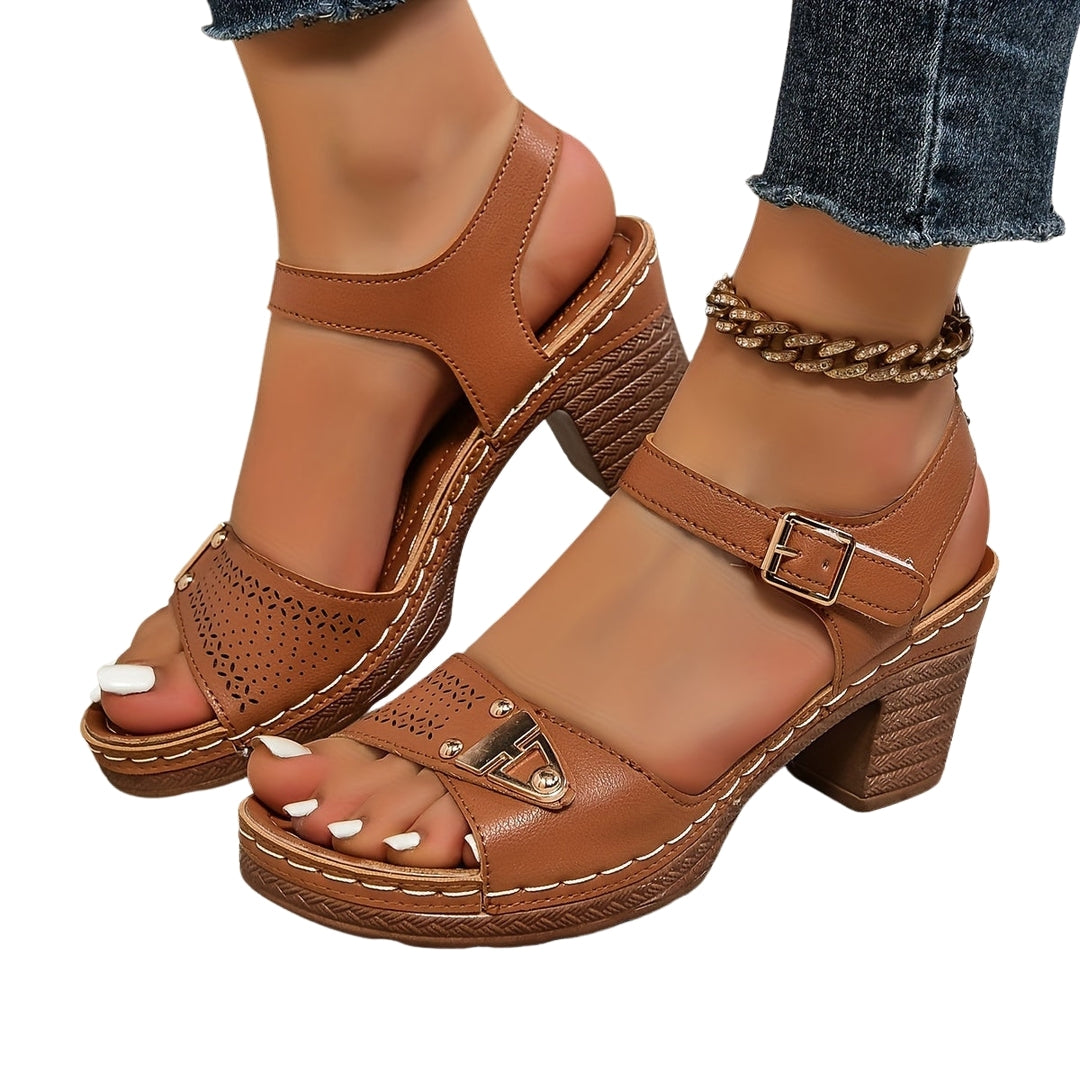 Grisel | Block Heel Sandals with Buckle Strap