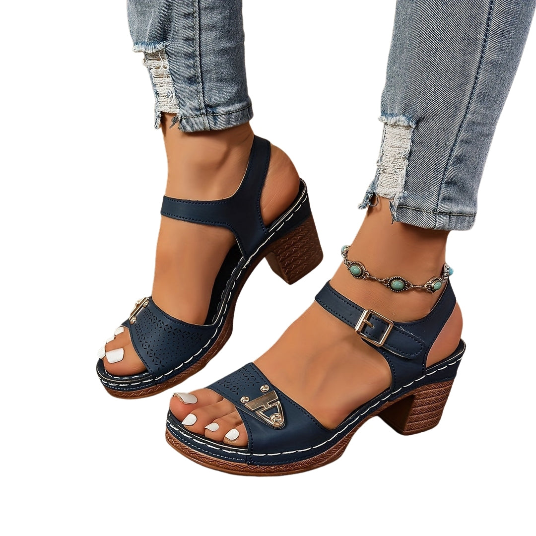 Grisel | Block Heel Sandals with Buckle Strap