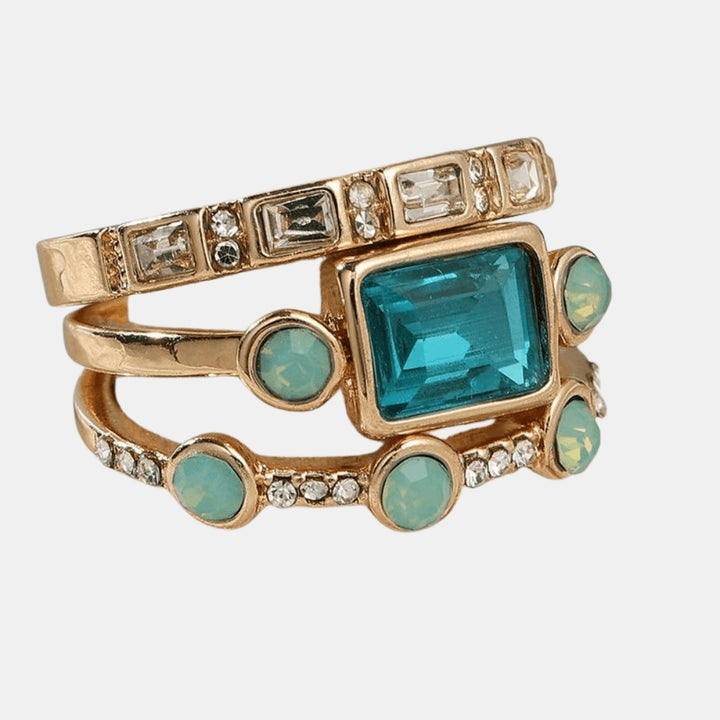 Hadlee | Vintage Style Stacking Ring Set with Crystals