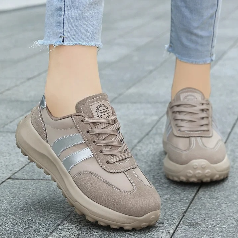 Hailey | Classic Lace Up Sneakers with Stripe Detail