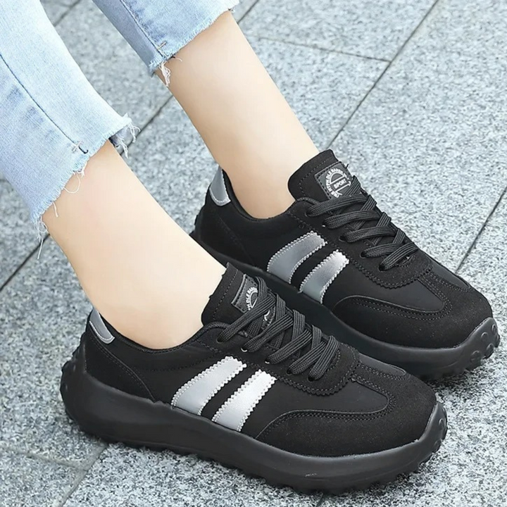 Hailey | Classic Lace Up Sneakers with Stripe Detail