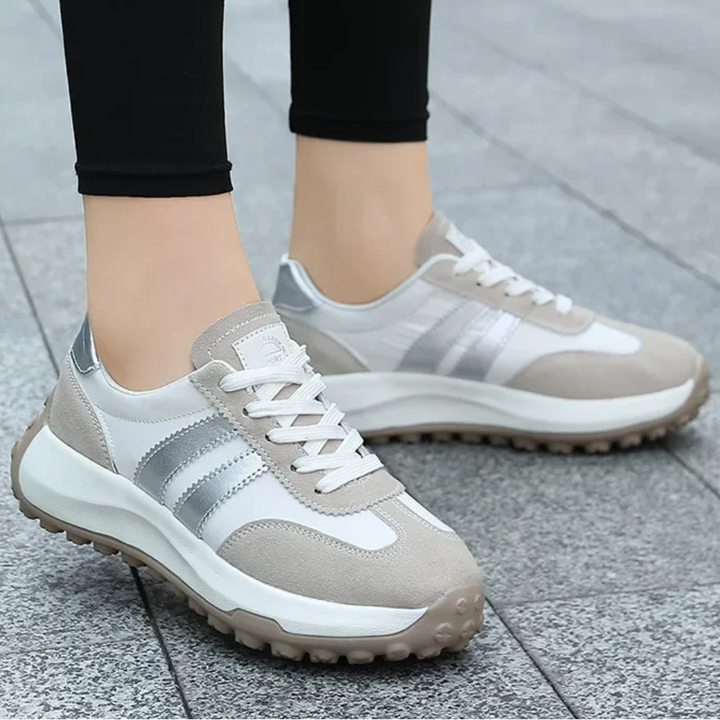 Hailey | Classic Lace Up Sneakers with Stripe Detail