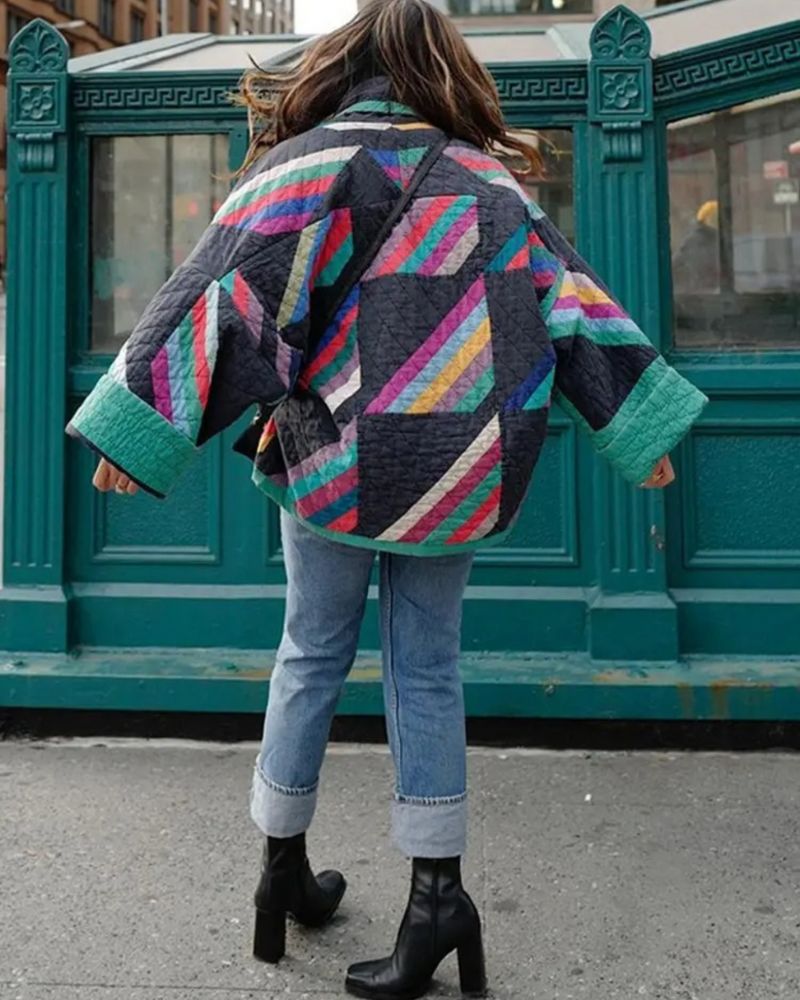 Halo | Quilted Kimono Jacket with Geometric Pattern
