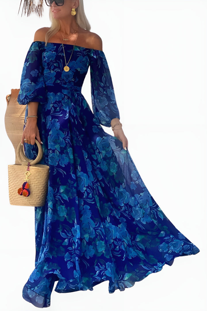 Halyvendra | Wedding Guest Floral Off Shoulder Maxi Dress