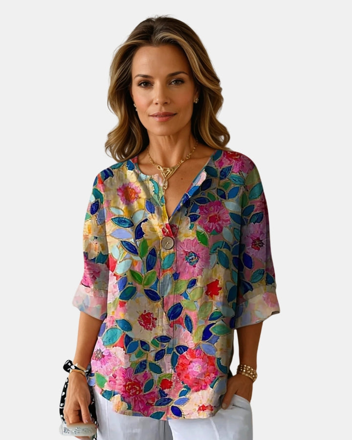 Halyzora | Floral Print V Neck Blouse