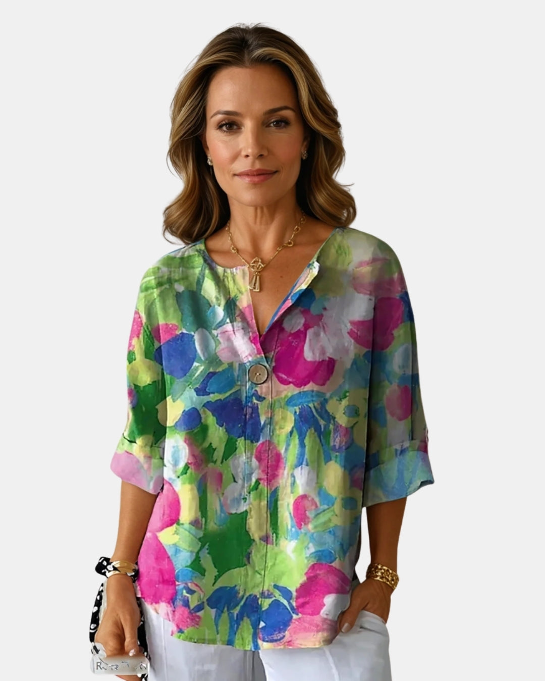 Halyzora | Floral Print V Neck Blouse