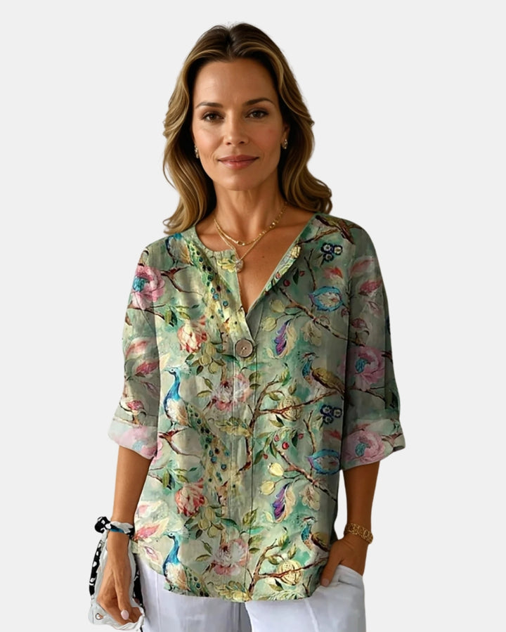 Halyzora | Floral Print V Neck Blouse