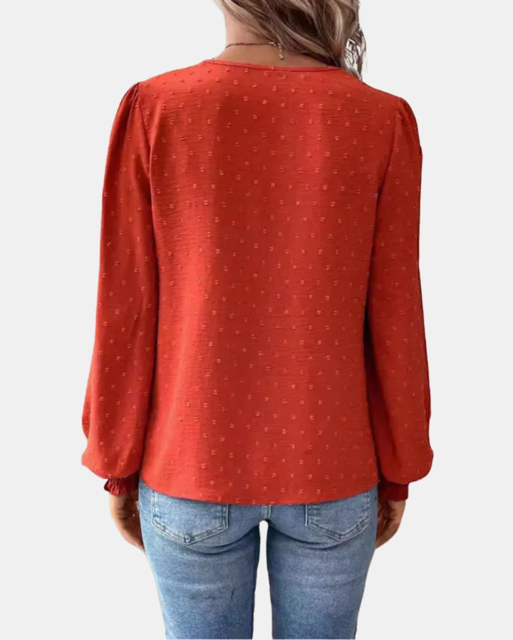 Halyzorra | Elegant Lace Blouse with V Neck