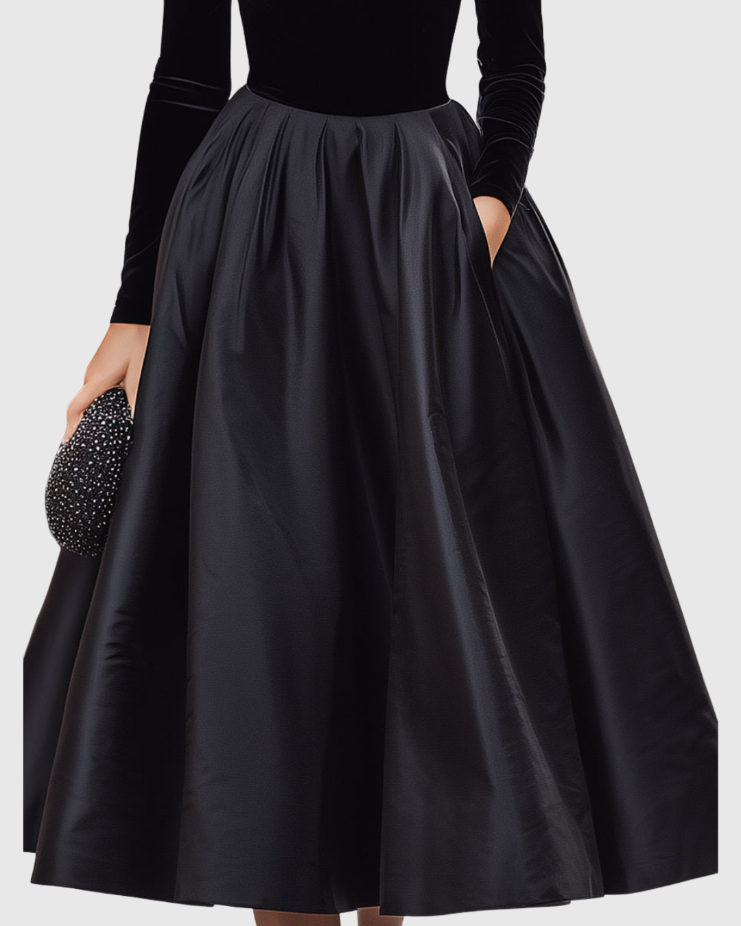 Harlynna | Elegant Turtleneck Midi Dress with Full Skirt