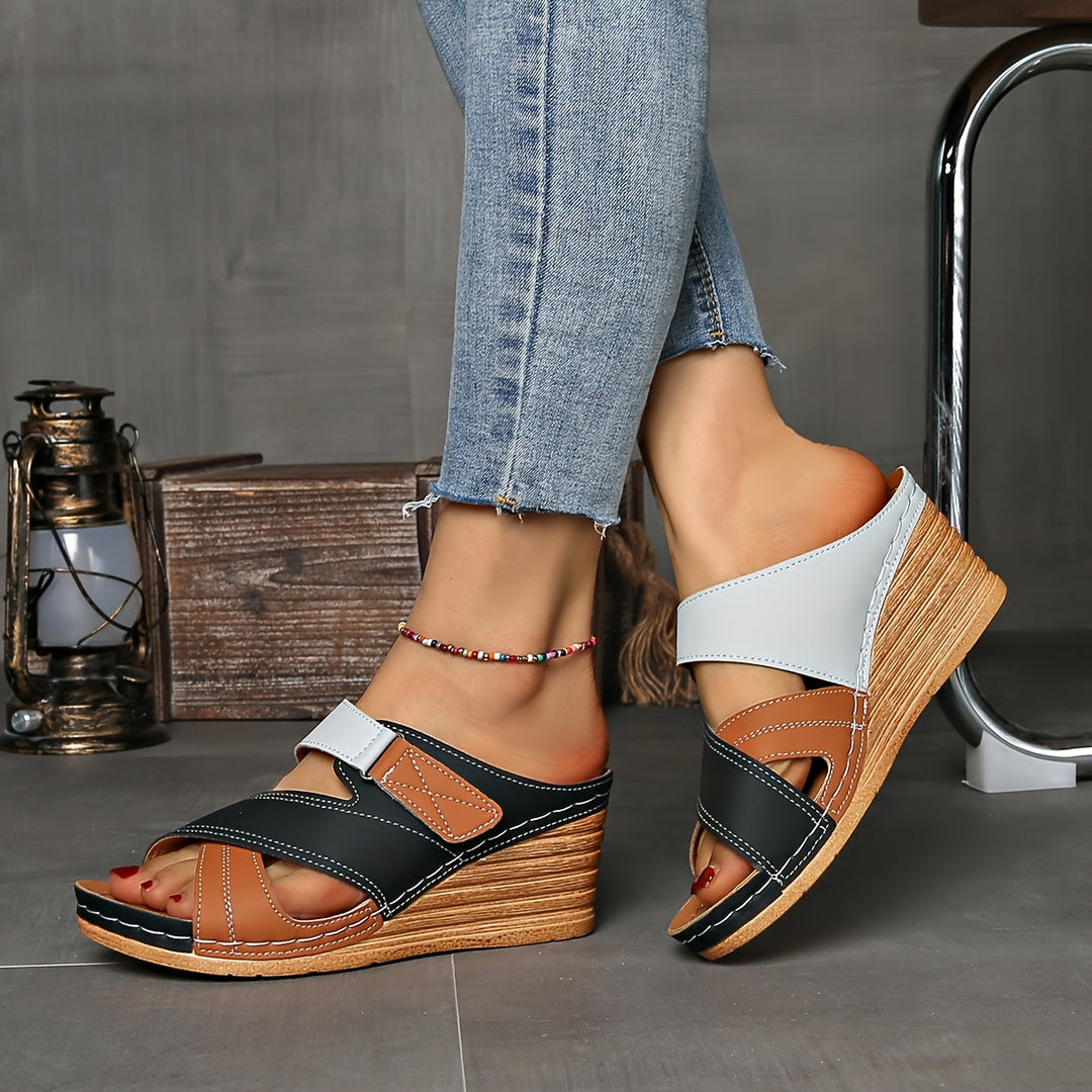 Harper | Wedge Slide Sandals with Strap Detail