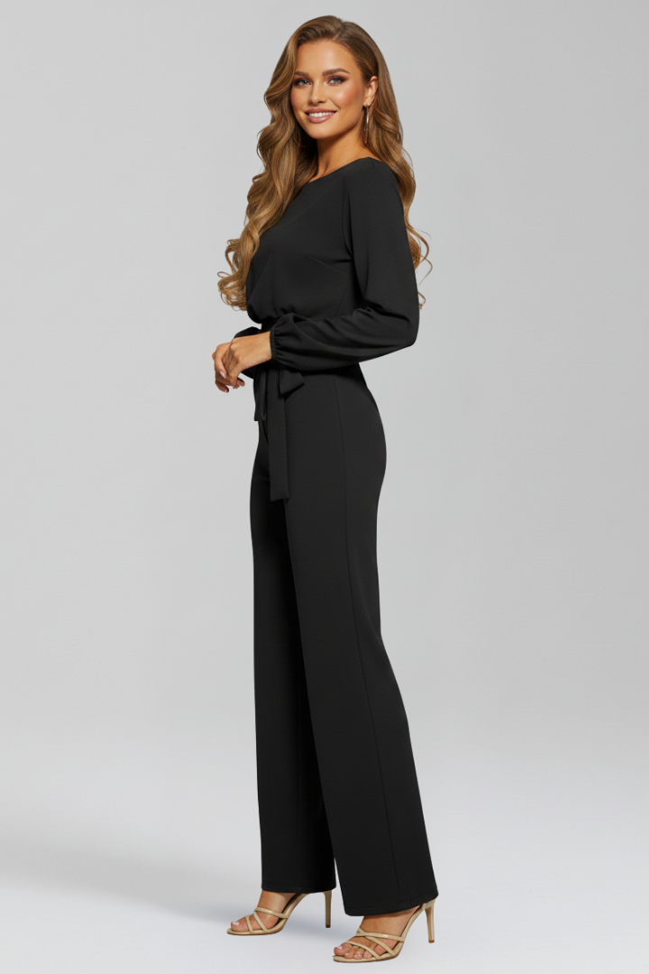 Helena | Classic Long Sleeve Jumpsuit With Tie Waist