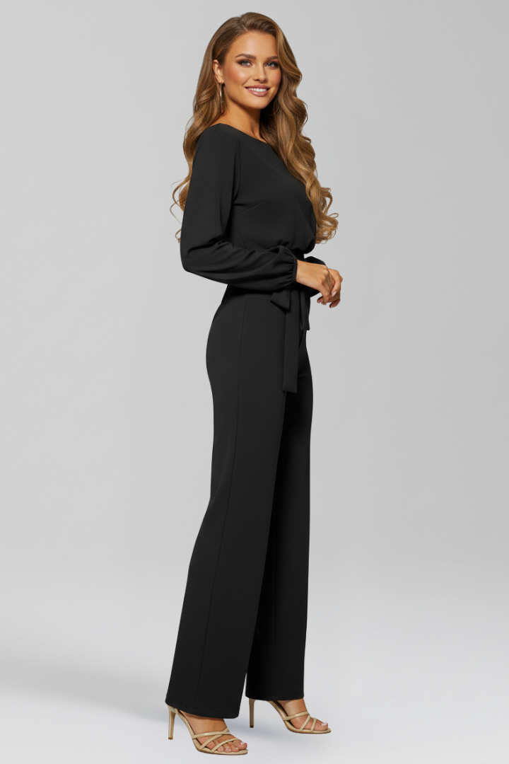 Helena | Classic Long Sleeve Jumpsuit With Tie Waist